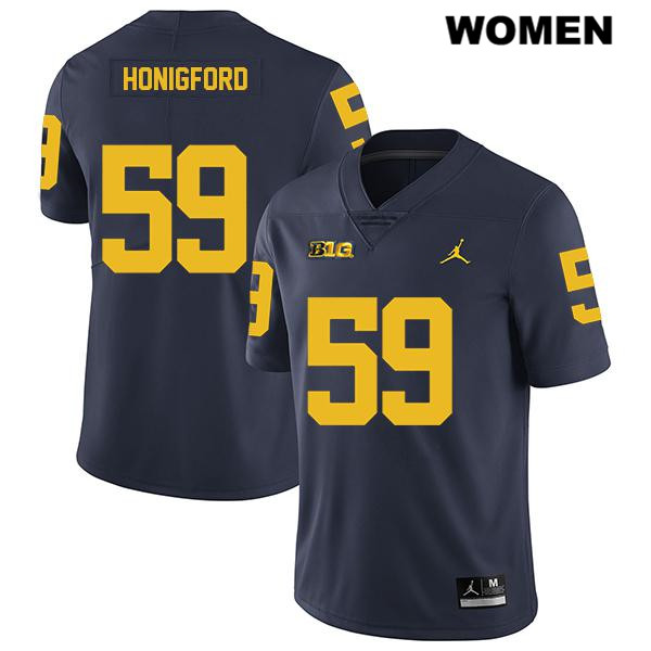 Women's NCAA Michigan Wolverines Joel Honigford #59 Navy Jordan Brand Authentic Stitched Legend Football College Jersey BW25A44WP